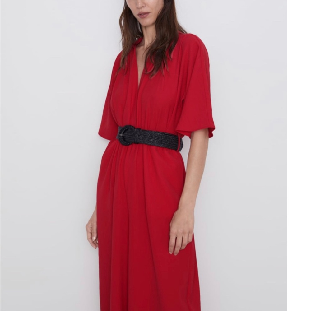 Zara red jumpsuit. Belt NOT included